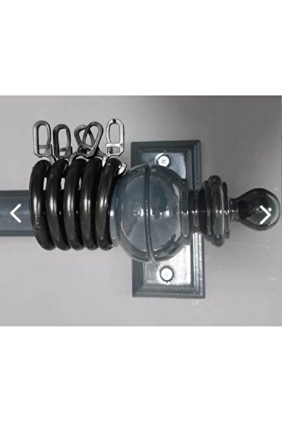 Happys Anthracite…150 Cm…Double Rail…Rustic Curtain Hanger Set (Wooden Headboard and Aluminum Pipe)
