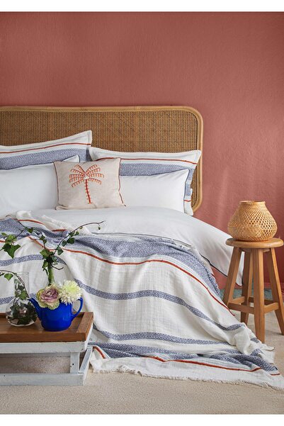 Apricitas HOME طقم غطاء لحاف مزدوج من قطن كالي إنديجو