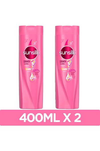 Sunsilk شامبو للشعر الضعيف والباهت، قوة ولمعان، مع بروفيتامين ب5 وزيت جوز الهند، 400 مل × 2