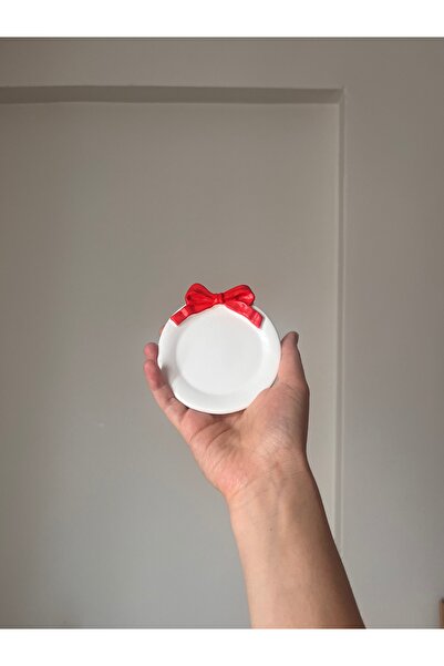 Louve Store Dekoratif Yılbaşı  Kırmızı Fiyonk Takı Tabağı , Bardak Altlığı