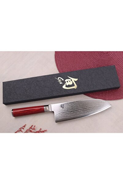 Kai Shun Classic Limitli Kırmızı Santoku Geniş Şef Bıçağı DM0717RD