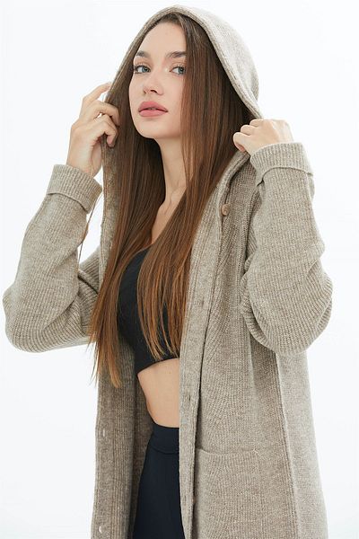 Two Mail Long Mink Jacket - Hooded