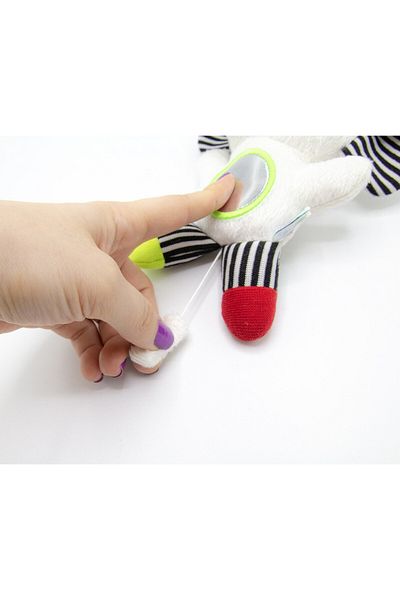 Babyjem Jucarie cu vibratii pentru bebelusi BabyJem, Elefantel din plus, 6 luni+ (Culoare: Alb / Negru)