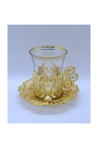 ACAR DEĞİRMENLERİ 6'lı Şık ve Klasik Tasarımlı Çay Seti - Altın ve Gümüş Renk Seçenekleri