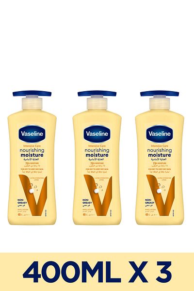 Vaseline Body Lotion Intensive Care Essential Healing Deep Moisturization For Dry Skin 400ml X3