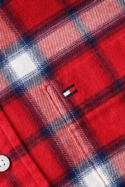 Tommy Hilfiger Brushed Shadow Check Rf Shirt Men's Red Shirt Mw0Mw368420Qk