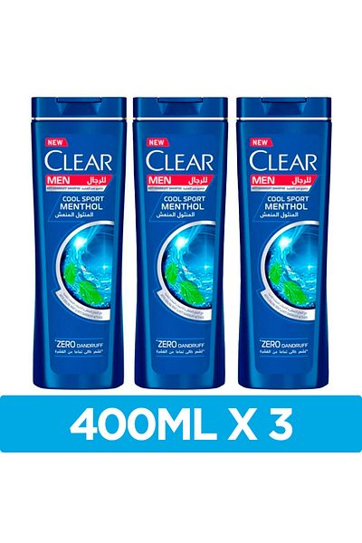 Clear Men's Anti-Dandruff Shampoo Cool Sport Menthol 200ml X3