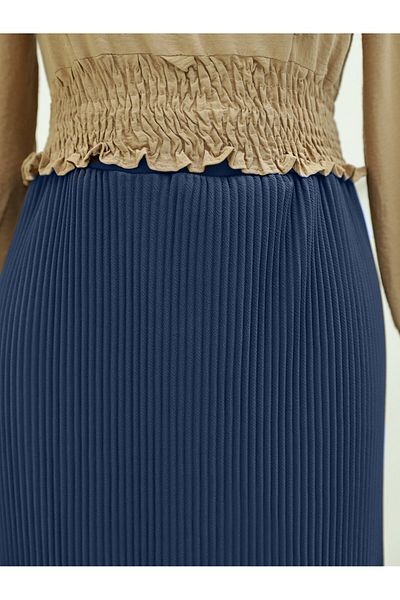 Modamorfo Bleistiftrock in Indigo – elastische Taille und Falten