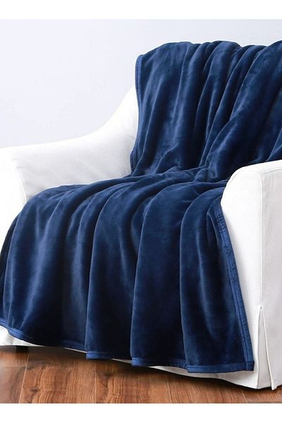 Orange Bed & Bath Comfy Fur Blanket Full Size 168 × 229 Dark Blue