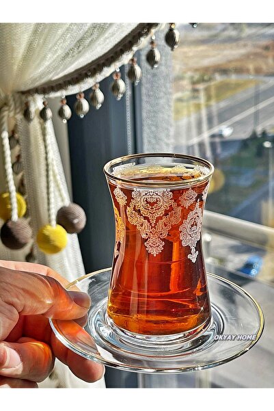 OKYAY HOME 12-Piece Tea Set with Real Gilded Lace - 6-Person Gift Luxury