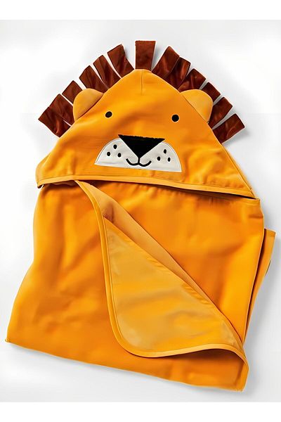 Orange Bed & Bath Kids Poncho | 100% Cotton Baby Towel - Lion Kids Towel|orange64×123 Cm