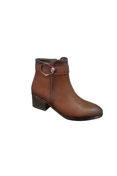 BİLENER Bot Kısa Topuk Zümrüt Greyzi Deri Fermuarlı Kaymaz Taban Yumuşak Kull...