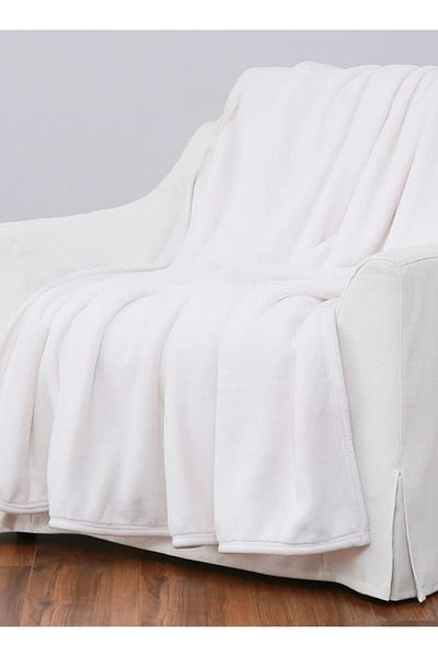 Orange Bed & Bath Comfy | Single Size Fur Blanket - Velvet Sherpa Marshmallow|white