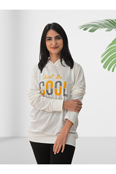 YusGos Be Cool Printed Hooded Sweatshirt (White)