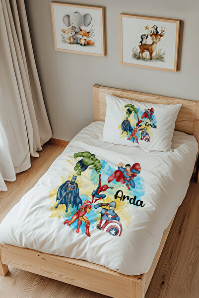 Lilabio İsme Özel Tek Kişilik %100 Pamuk Nevresim Takımı (160X220 CM) Süper K...