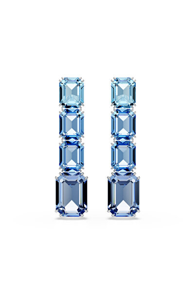 Swarovski Millenia damla küpeler, Sekizgen kesim, Renk geçişli, Mavi, Rodyum kaplama