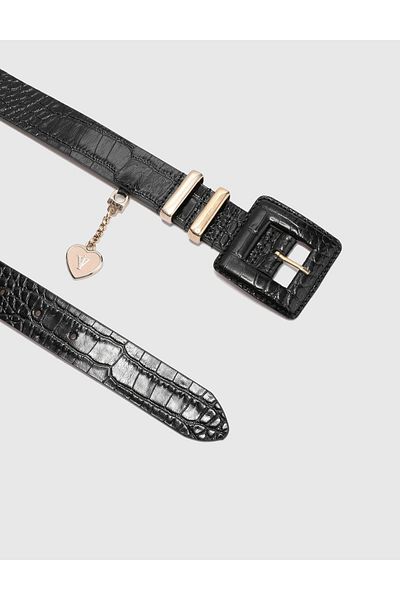 İLVİ Alves Black Crocodile Leather Women's Belt