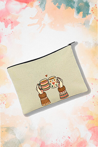 APRENDİ Τσάντα μακιγιάζ με εκτύπωση δύο φλιτζάνια καφέ