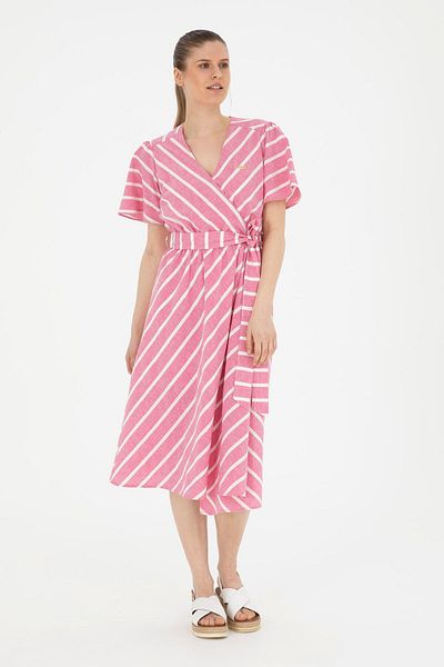 U.S. Polo Assn. Rochie de damă roz cu decolteu în V 1819413