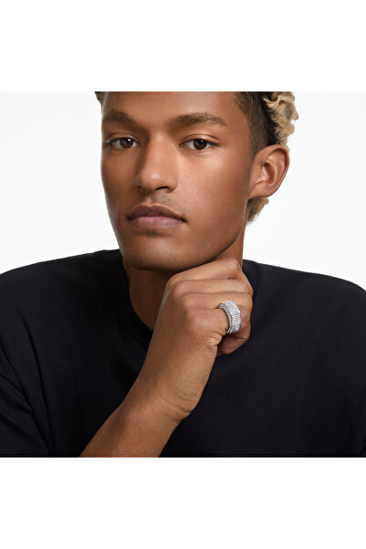 Swarovski Dextera Kokteyl Yüzüğü, Sekizgen şekil, Pavé, Beyaz, Rodyum kaplama