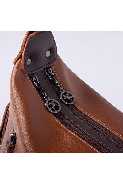 Nas Bag Multi-Eye Women's Shoulder and Crossbody Bag (33X25 cm) Tan Brown Victoria