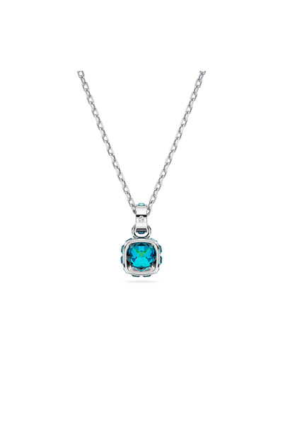 Swarovski Birthstone Kolye, Kare Kesim, Aralık, Mavi, Rodyum Kaplama