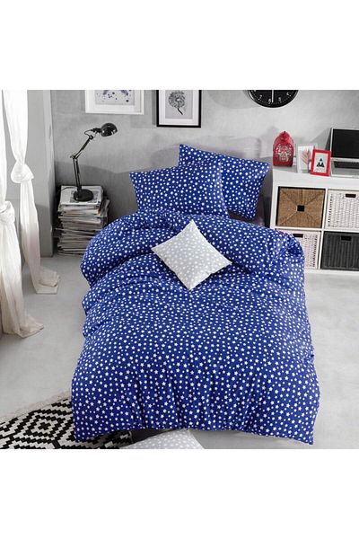 mer-tim ezberbozan ev tekstili Комплект завивка Mer-Tim Cotton Ranforce Jumbo Size, тъмносиня звезда, 240x260 (чаршафите не са включени)
