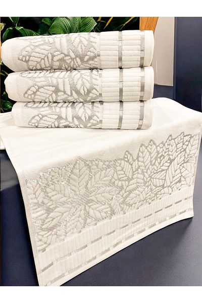 AYHANHOME 4 τεμάχια Velvet Luxury Jacquard Dowry 50x90 Πετσέτες χεριών και προσώπου