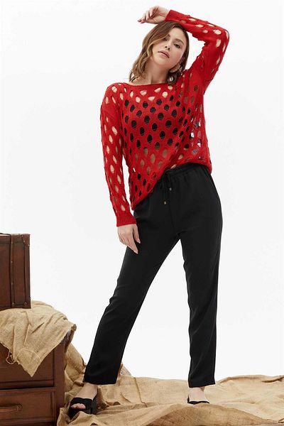 Two Mail Red Ripped Blouse