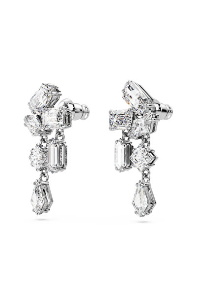 Swarovski Mesmera damla küpeler, Karışık kesimler, Beyaz, Rodyum kaplama