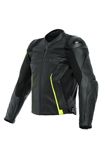 Dainese VR46 Curb Black Fluo Yellow Deri Motorcu Montu