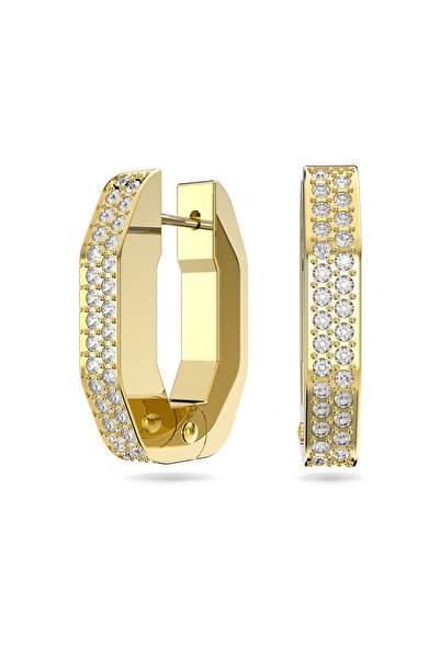 Swarovski Dextera halka küpeler, Sekizgen şekil, Küçük, Beyaz, Altın rengi kaplama