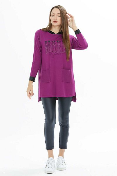 Two Mail Fuchsia Knitwear Hooded Dress