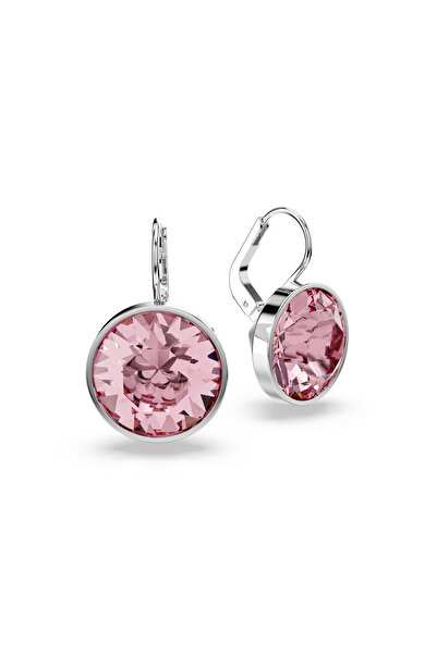 Swarovski Bella damla küpeler, Yuvarlak kesim, Pembe, Rodyum kaplama