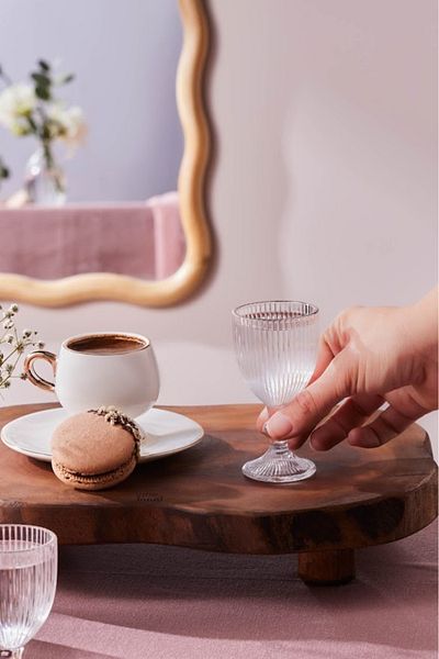 Karaca Rocco Set of 6 Coffee Glasses Platinum 60 ml