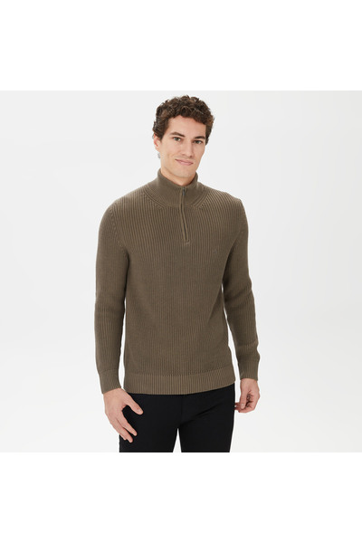 Nautica Erkek Yeşil Standart Fit Dik Yakalı Kazak