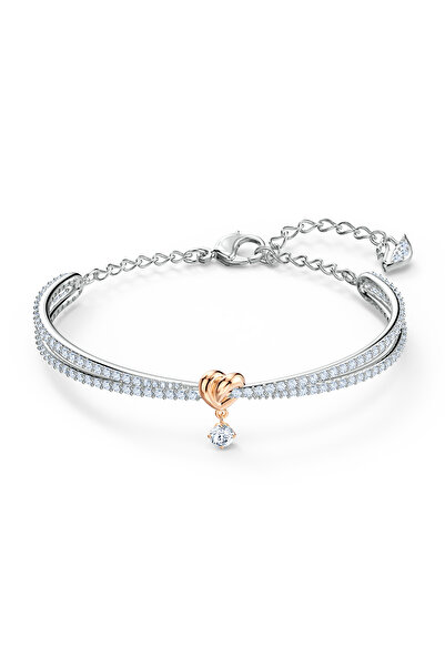 Swarovski Lifelong Heart Bileklik, Kalp, Beyaz, Karışık metal yüzey