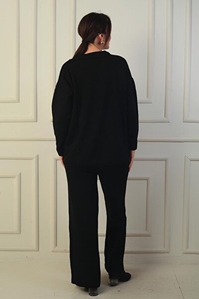 By Saygı Пуловер з коміром поло Пуловер з еластичною талією Штани палаццо Трикотажний комплект з 2 частин