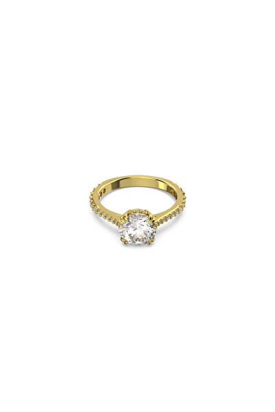 Swarovski Stilla Kokteyl Yüzüğü, Yuvarlak kesim, Pavé, Beyaz, 18k altın rengi...