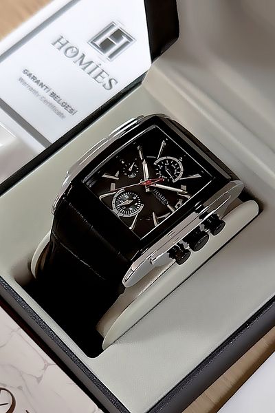 Homies Black Men's Multifunction Wrist Watch - 3 Atm Waterproof, Leather Band Gift Bracelet Hme2043C2