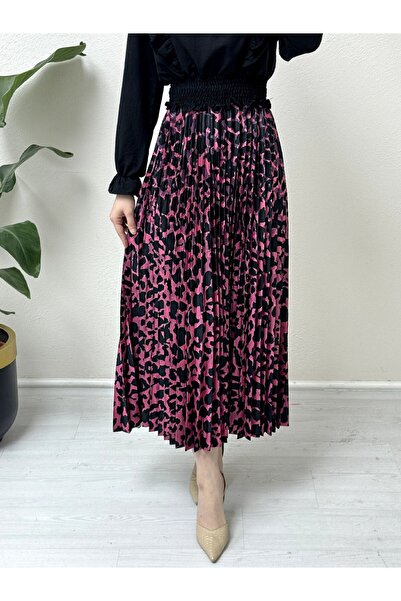 Modamorfo Digitálně potištěná plisovaná sukně - fuchsiová