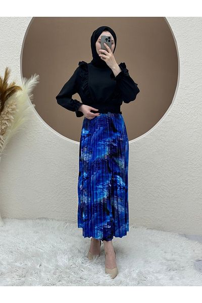 Modamorfo Плисирана пола Saks с цветен дигитален принт