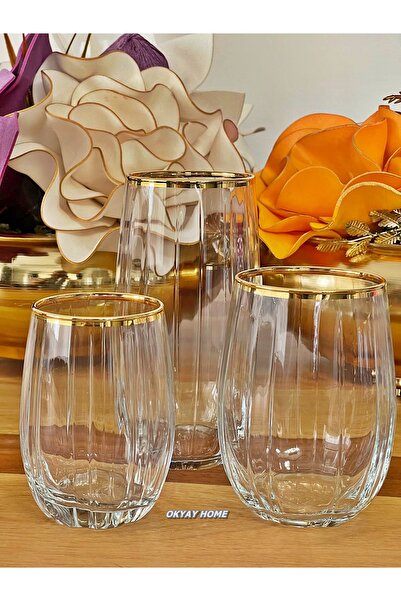 OKYAY HOME Linka Real Gilded 18 Piece Water Set - Gift Luxury Dowry