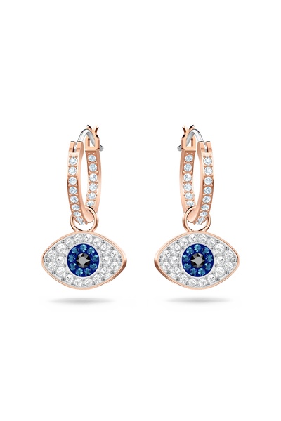Swarovski Symbolica halka küpeler, Nazarlık, Mavi, Pembe altın rengi kaplama