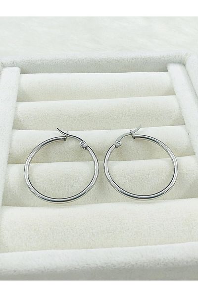 DS DİAMONDSHOP 3 cm Steel Hoop Earrings - Byçkp- 202411506