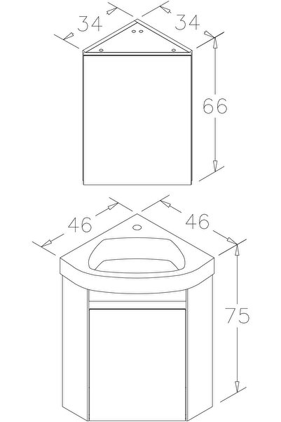 ORKA Zag 45 Cm Mat Beyaz Banyo Dolabı Takımı