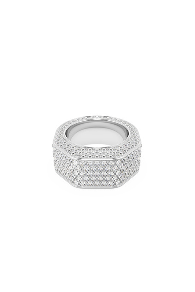 Swarovski Dextera Kokteyl Yüzüğü, Sekizgen şekil, Pavé, Beyaz, Rodyum kaplama