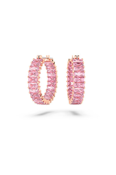 Swarovski Matrix halka küpeler, Baget kesim, Pembe, Pembe altın rengi kaplama