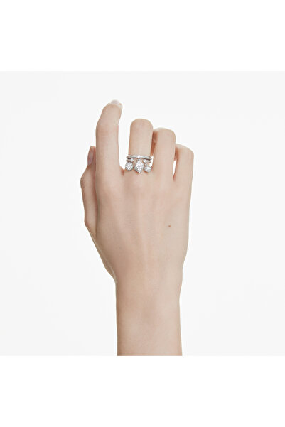 Swarovski Dextera Yüzük, Set (2), Küre ve küp, Beyaz, Rodyum kaplama