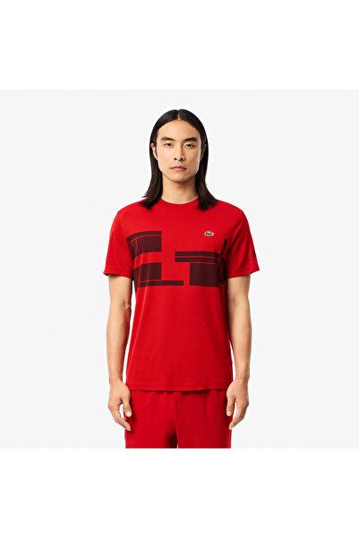 Lacoste Erkek Regular Fit Bisiklet Yaka Baskılı Kırmızı T-Shirt